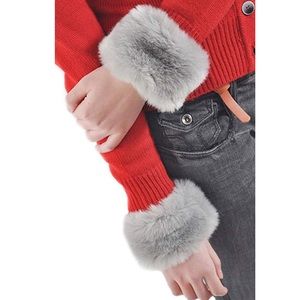 Pair Silver/Grey Faux Fur Pair of Cuffs